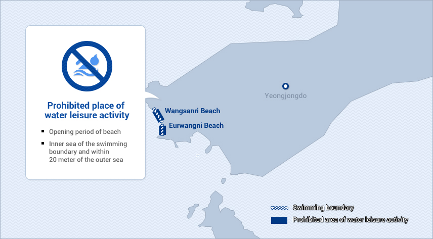 Prohibited place of water leisure activity - Opening period of beach / Inner sea of the swimming boundary and within 20 meter of the outer sea